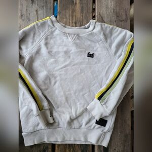 MUNSTER SZ Boy 6Y GUC MUTED SAD GRAY YELLOW NAVY LIME stripe pullover sweatshirt